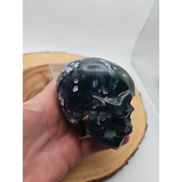 Moss Agate Skull 1.37lb - Picture 8 of 11